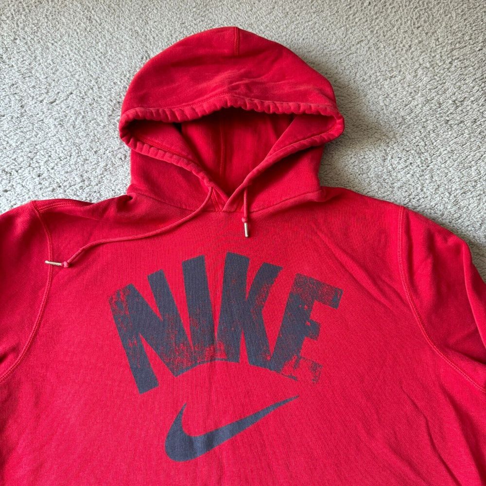 Nike Hoodie Mens Extra Large Red Sweater Sweatshirt Graphic Center Swoosh Sports
